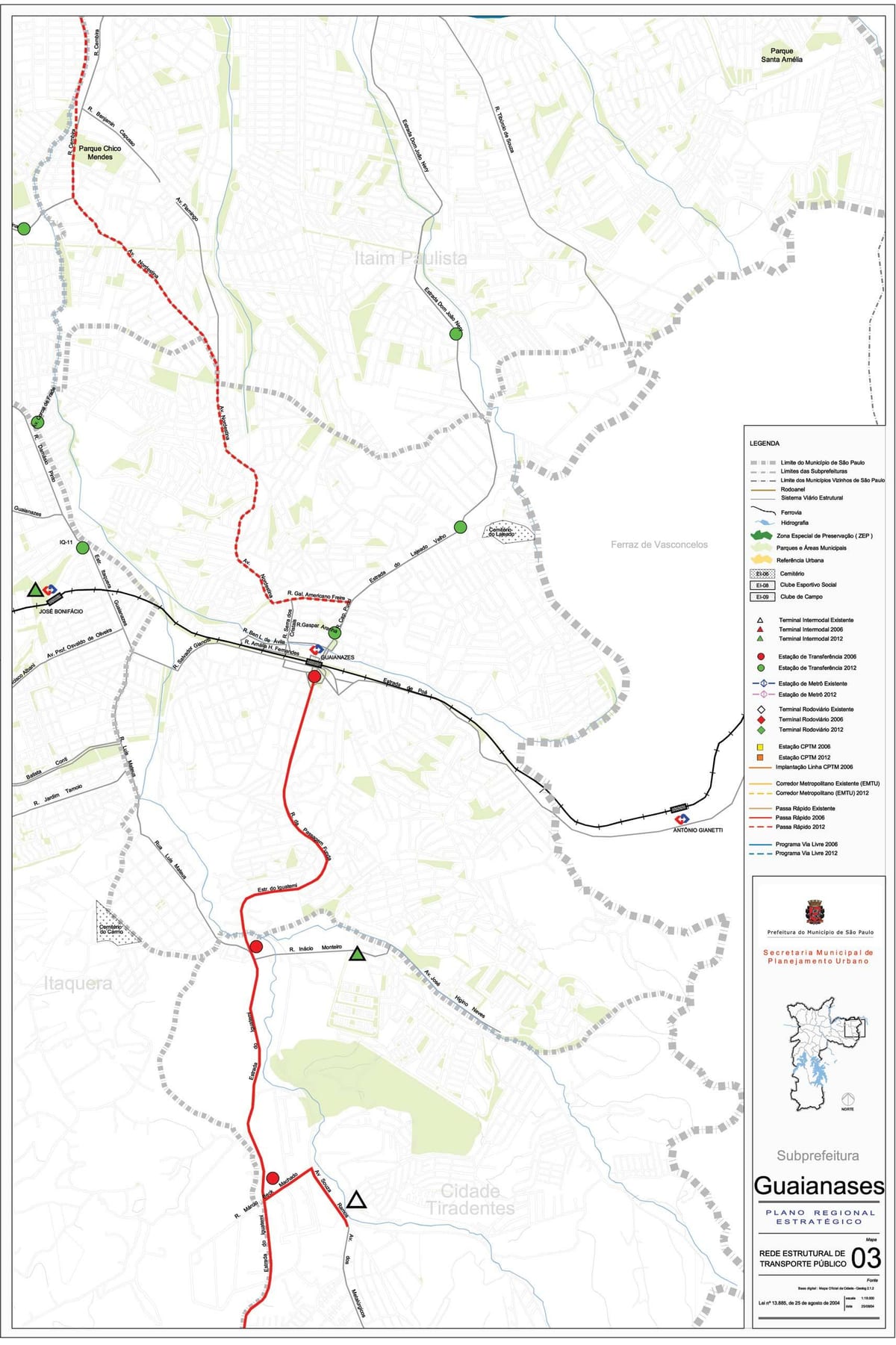 Mapa de Guaianases São Paulo - transportes Públicos