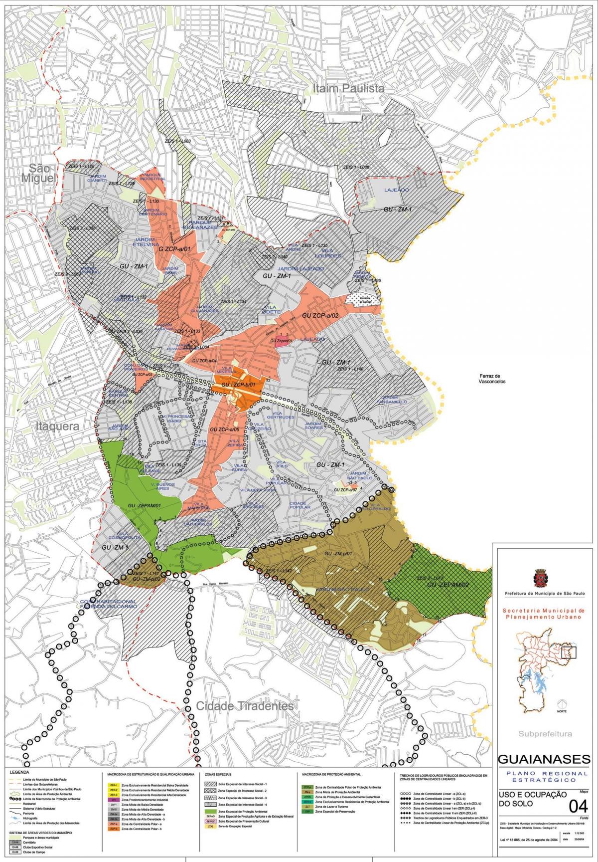 Mapa de Guaianases São Paulo - Ocupação do solo