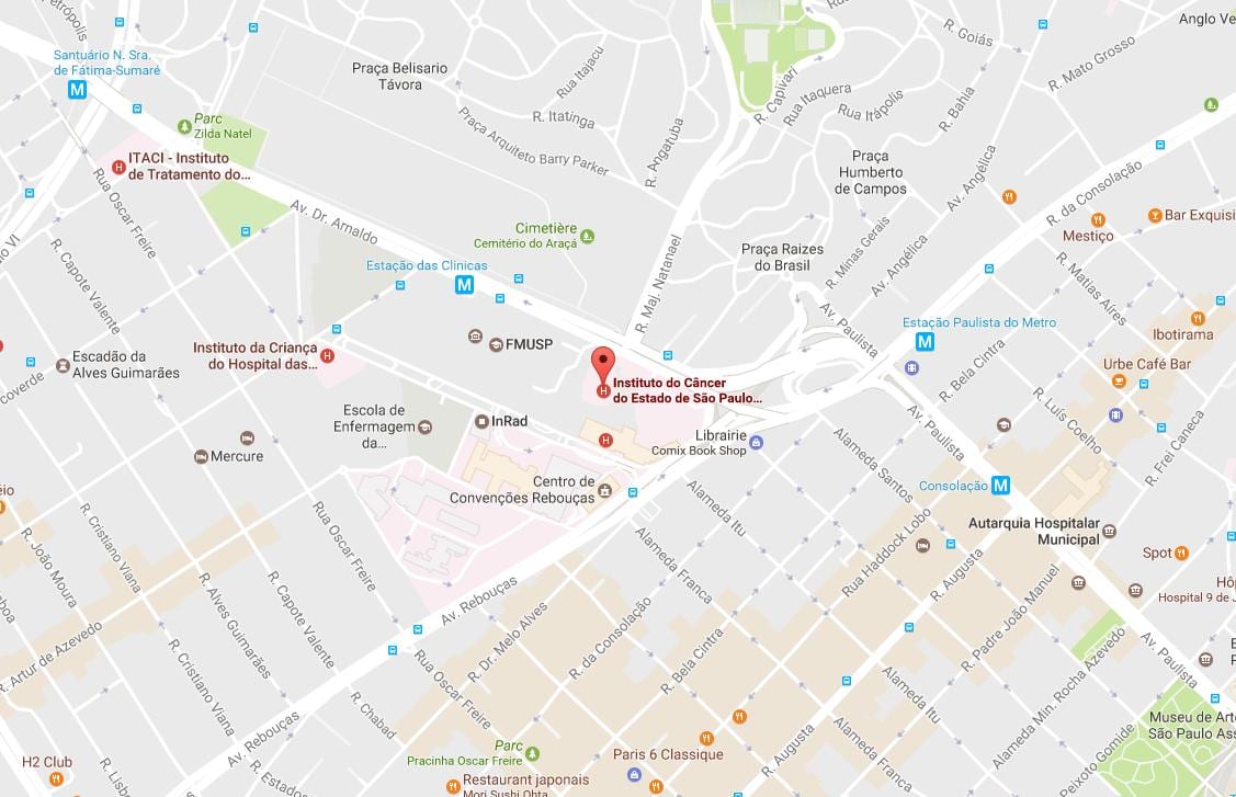 Mapa do Instituto do Câncer de São Paulo