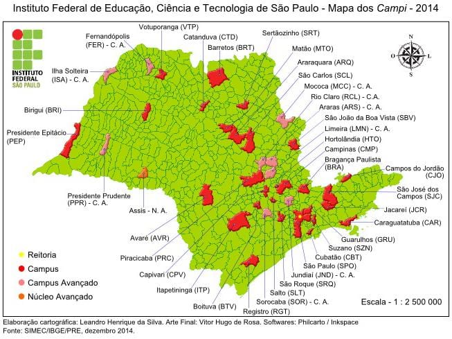 Mapa do instituto Federal de São Paulo - IFSP
