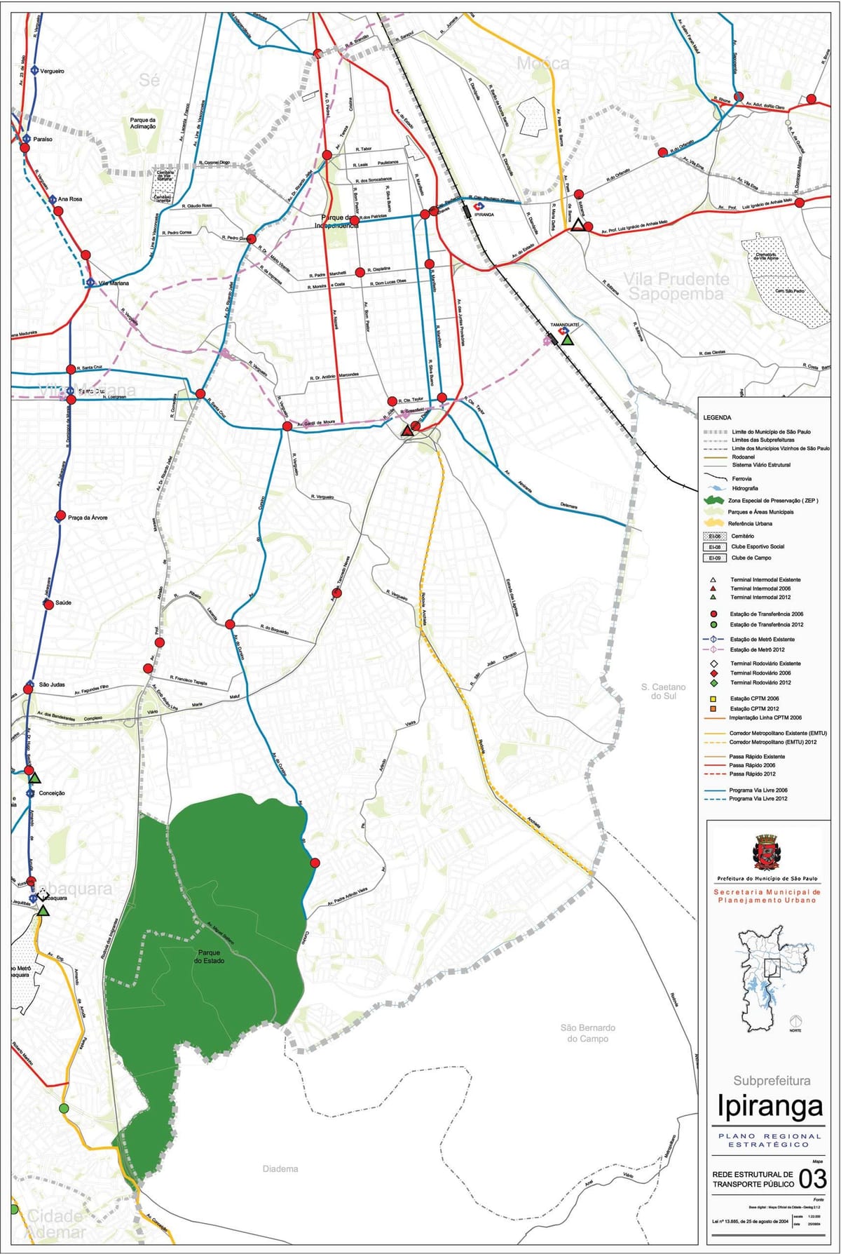 Mapa do Ipiranga, São Paulo - transportes Públicos