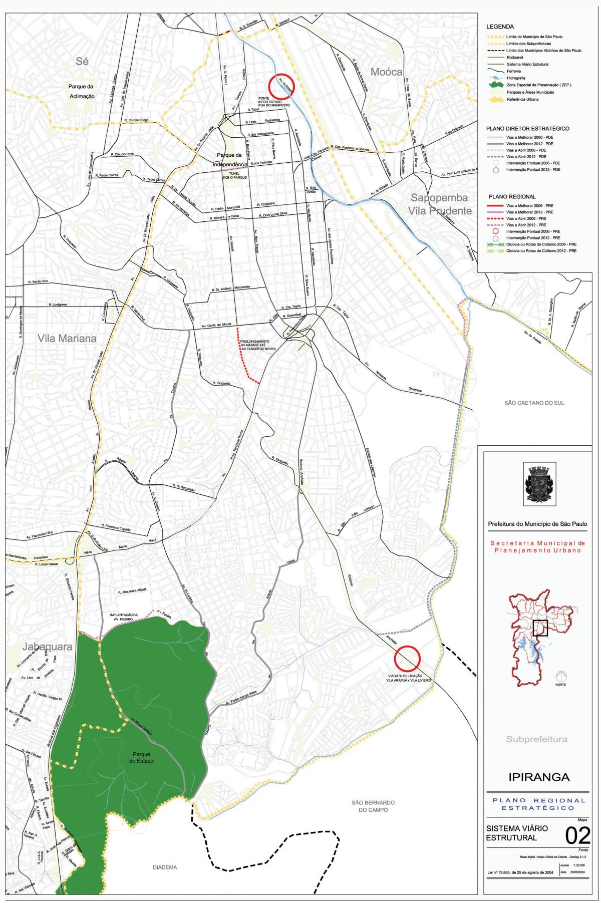 Mapa do Ipiranga, São Paulo - Estradas