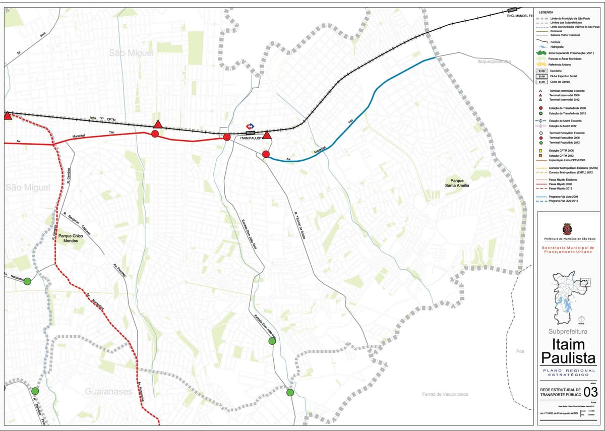 Mapa do Itaim Paulista, Vila Curuçá, São Paulo - transportes Públicos