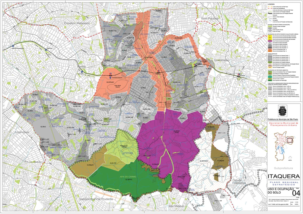 Mapa de Itaquera São Paulo - Ocupação do solo