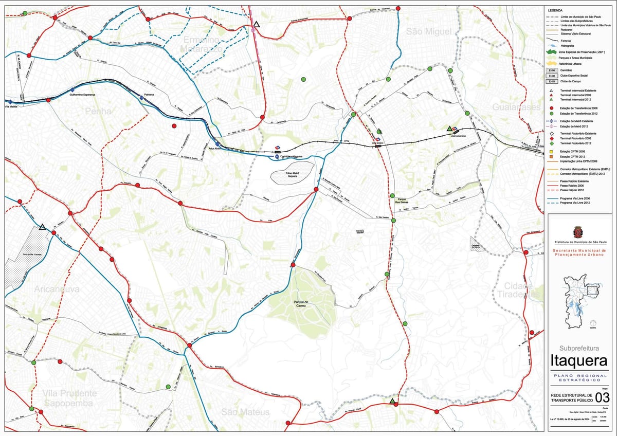 Mapa de Itaquera São Paulo - transportes Públicos