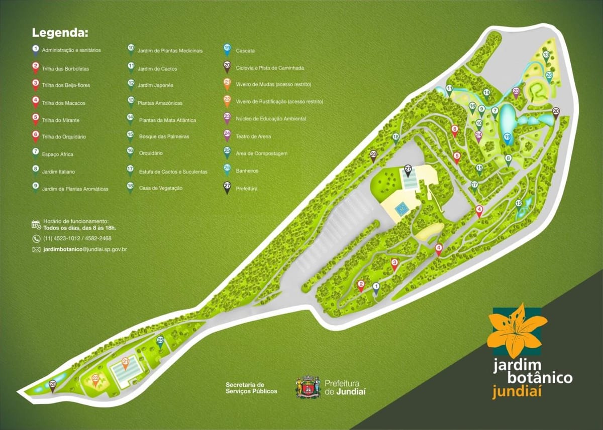 Mapa do jardim botânico de Jundiaí