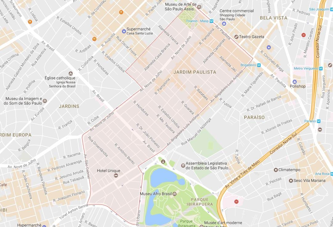 Mapa do Jardim Paulista, São Paulo