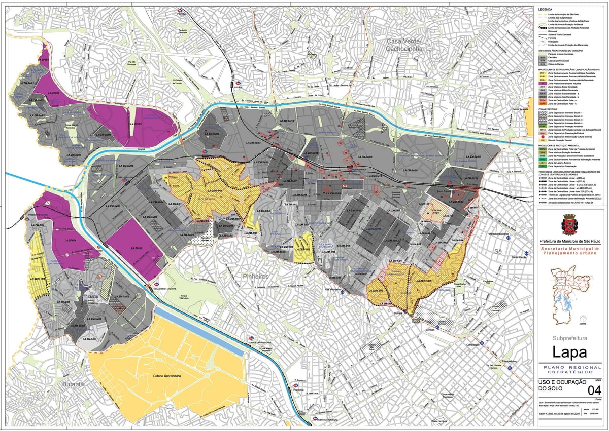Mapa da Lapa, São Paulo - Ocupação do solo