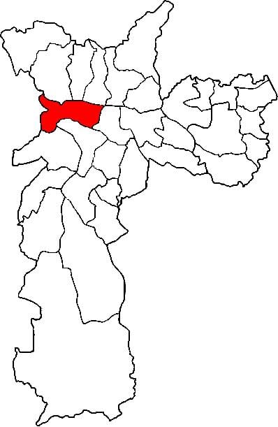 Mapa da Lapa, sub-prefeitura de São Paulo