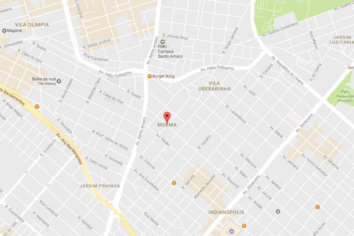 Mapa de Moema em São Paulo