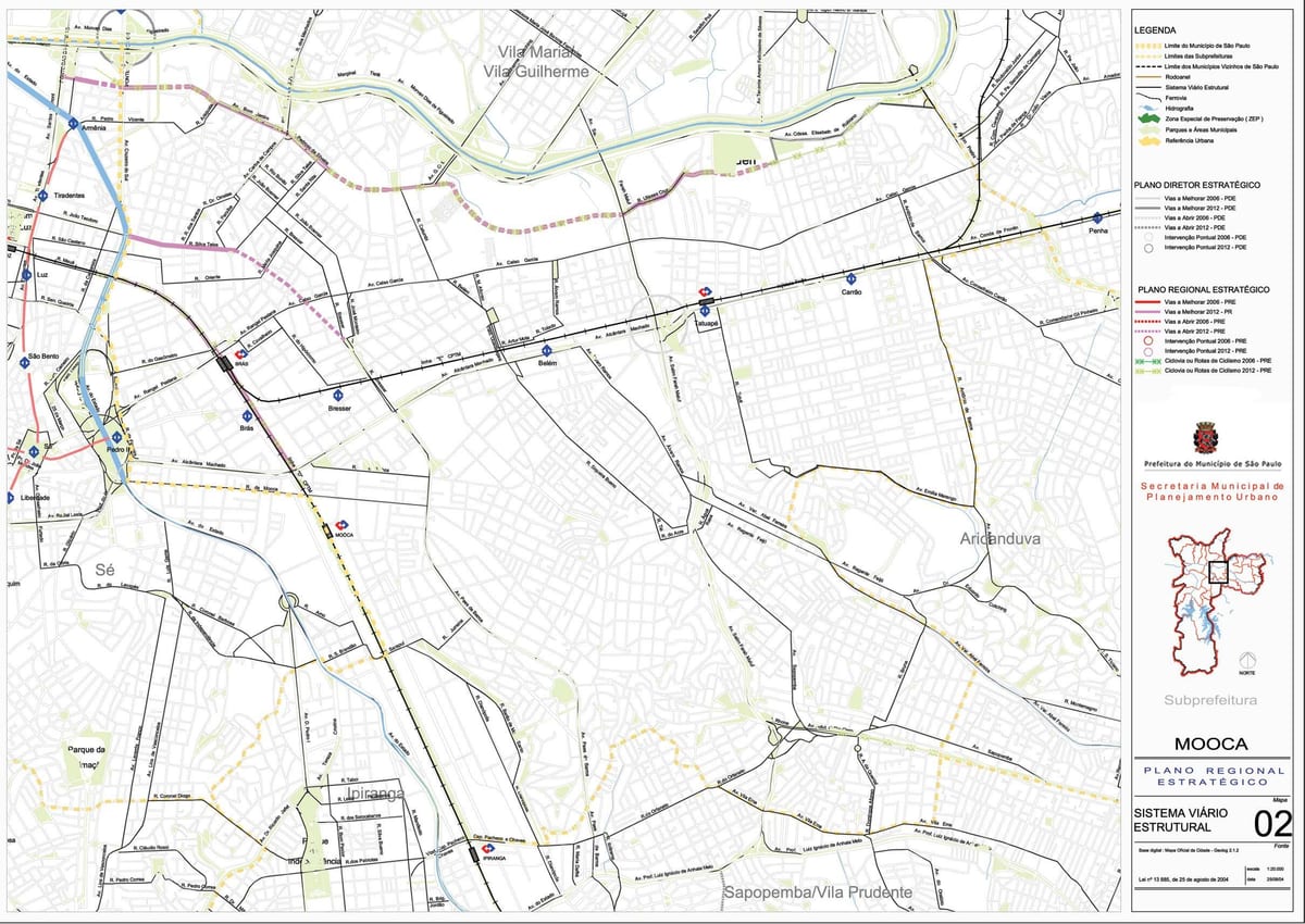 Mapa da Mooca São Paulo - Estradas
