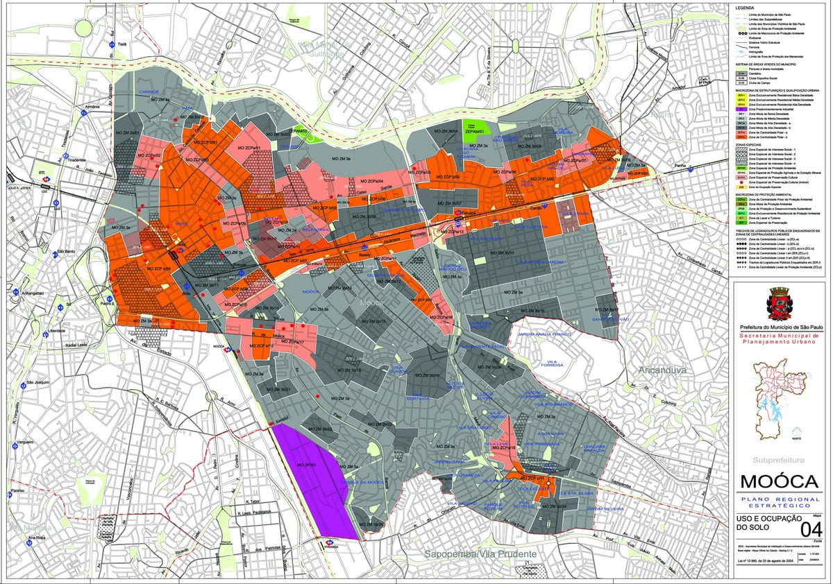 Mapa da Mooca São Paulo - Ocupação do solo