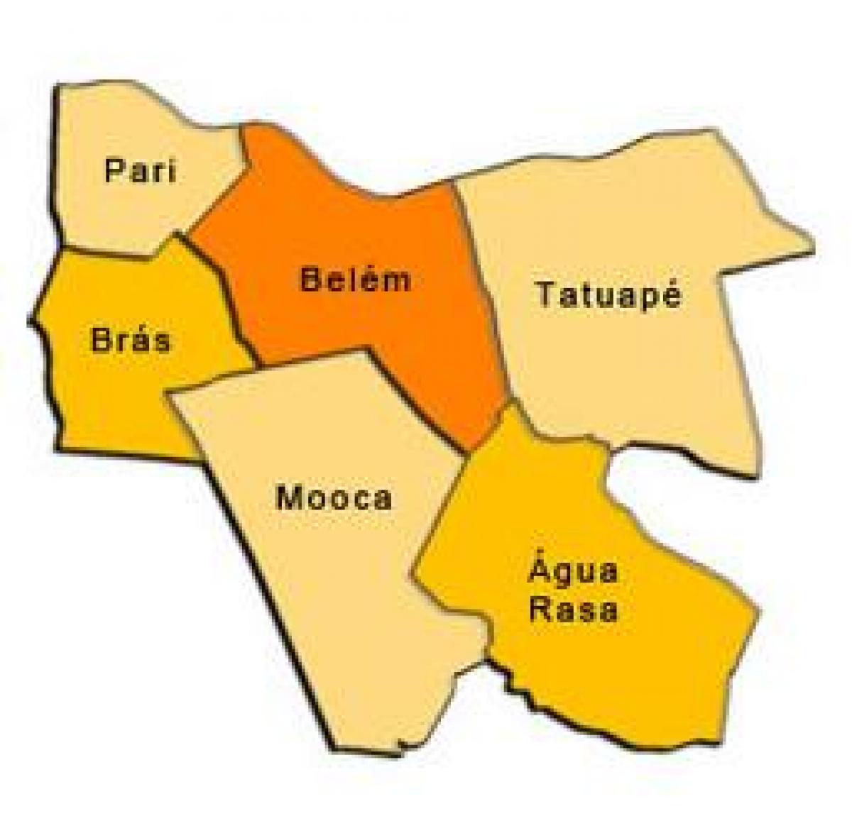 Mapa da Mooca sub-prefeitura