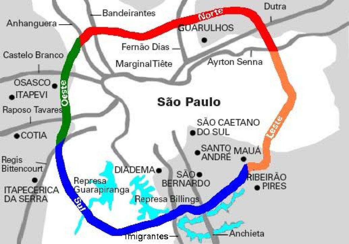 Mapa da rodovia Mário Covas - SP 21