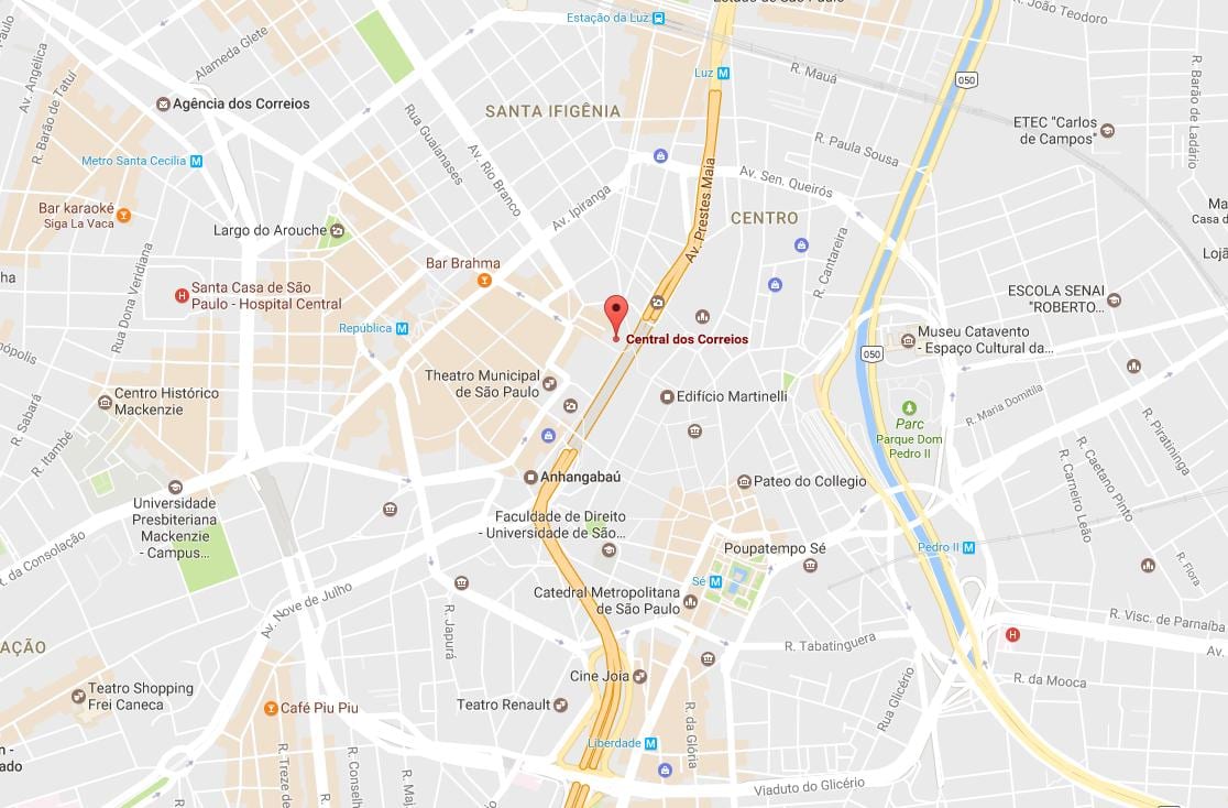 Mapa do Palácio dos Correios de São Paulo