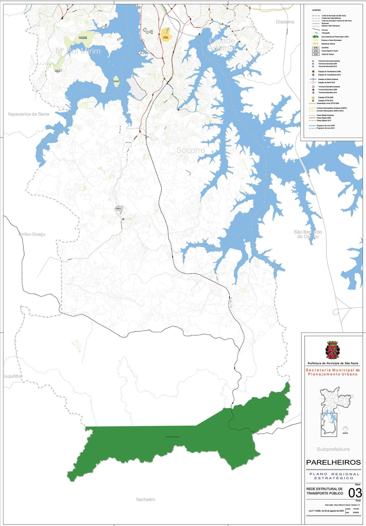 Mapa de Parelheiros São Paulo - transportes Públicos