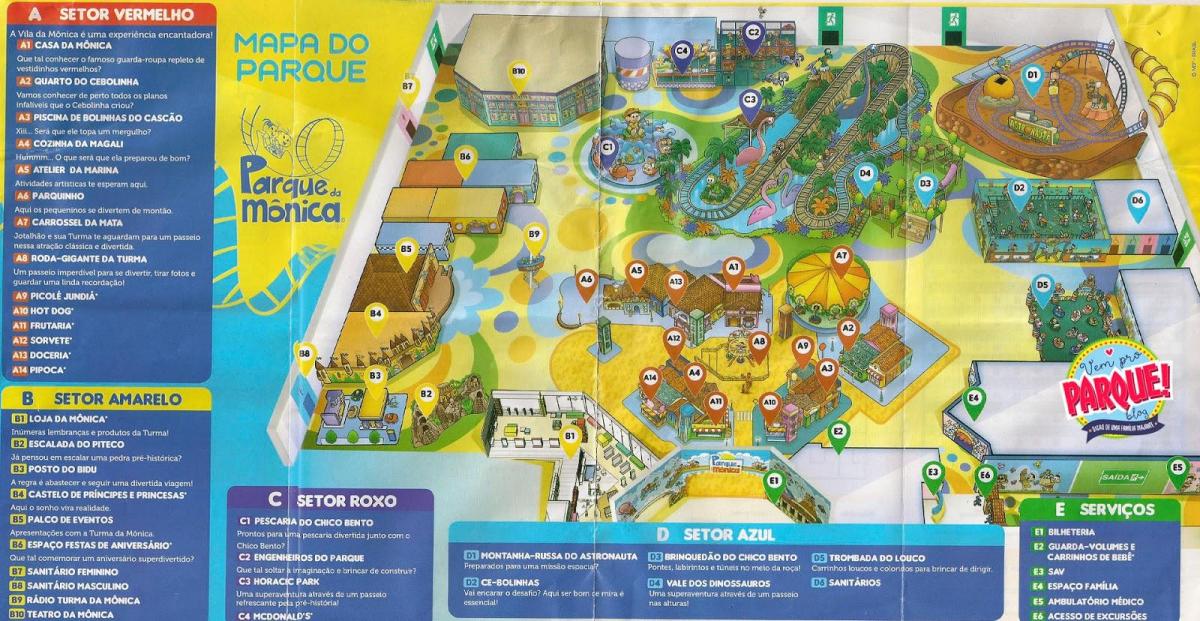 Mapa do parque da Mônica