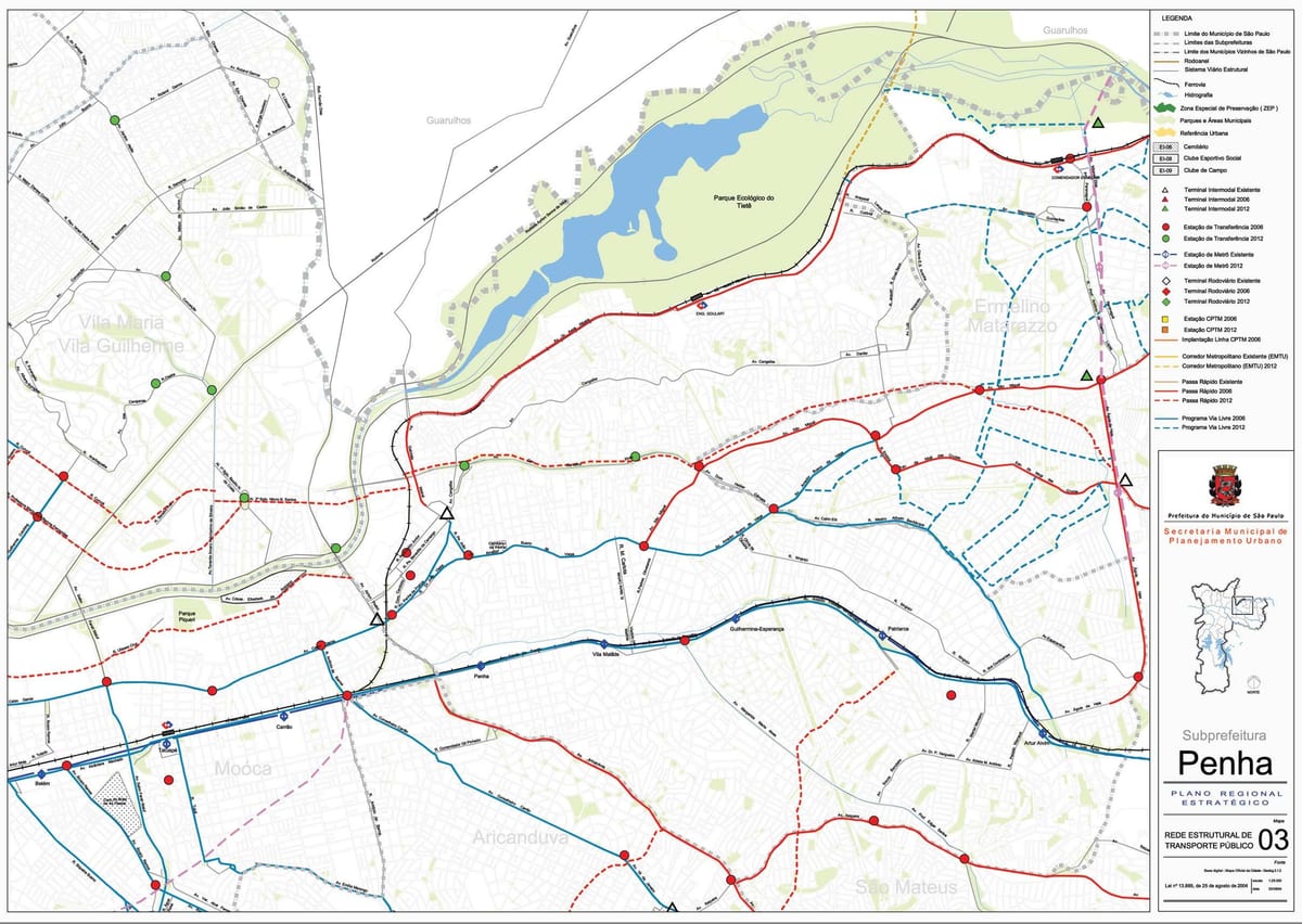 Mapa da Penha São Paulo - transportes Públicos