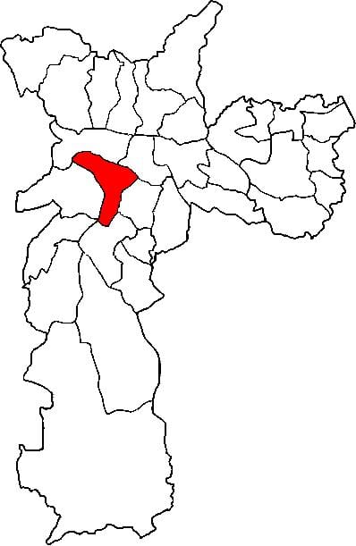 Mapa de Pinheiros sub-prefeitura de São Paulo