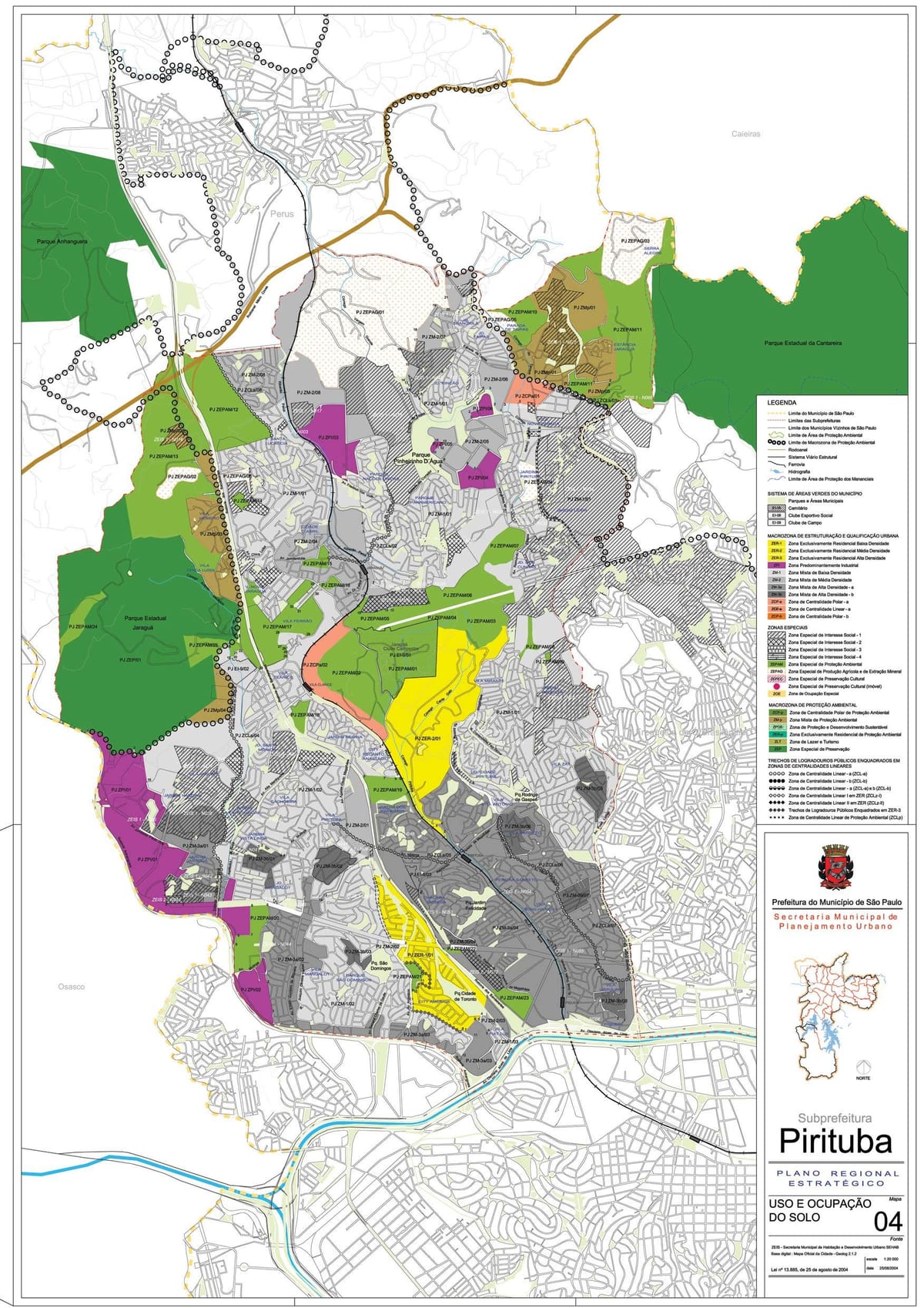 Mapa de Pirituba-Jaraguá, São Paulo - Ocupação do solo