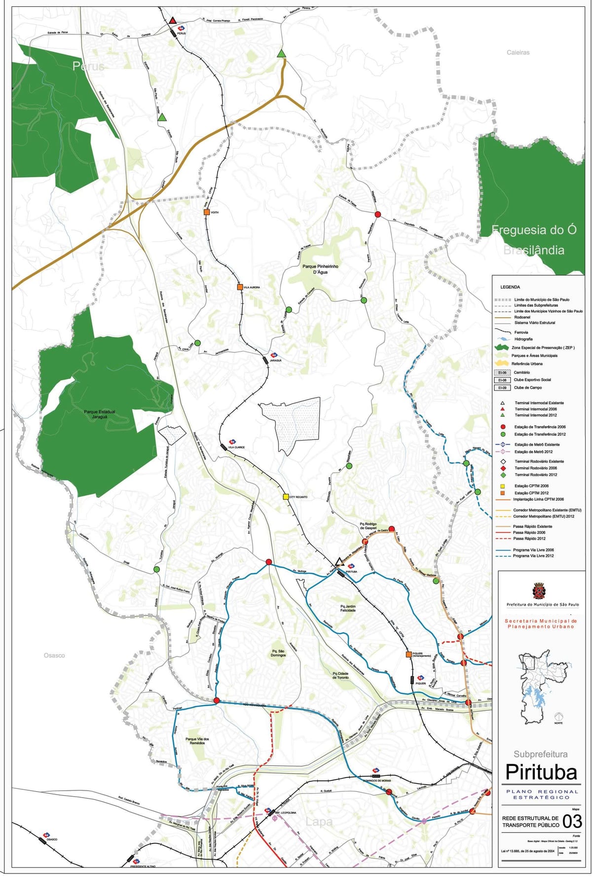 Mapa de Pirituba-Jaraguá, São Paulo - transportes Públicos