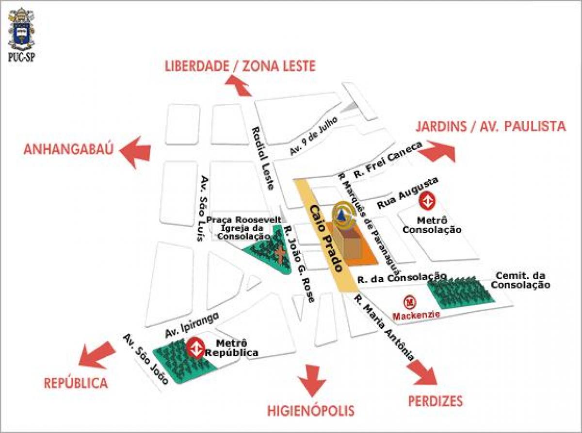 Mapa da Pontifícia Universidade Católica de São Paulo