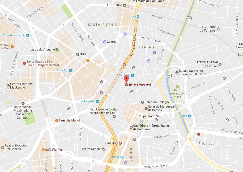 Mapa do Prédio Martinelli