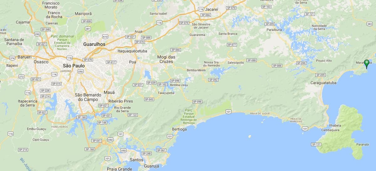 Mapa da praia da Caçandoquinha