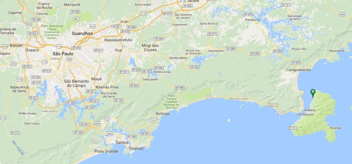 Mapa da praia do Iate Clube de Santos