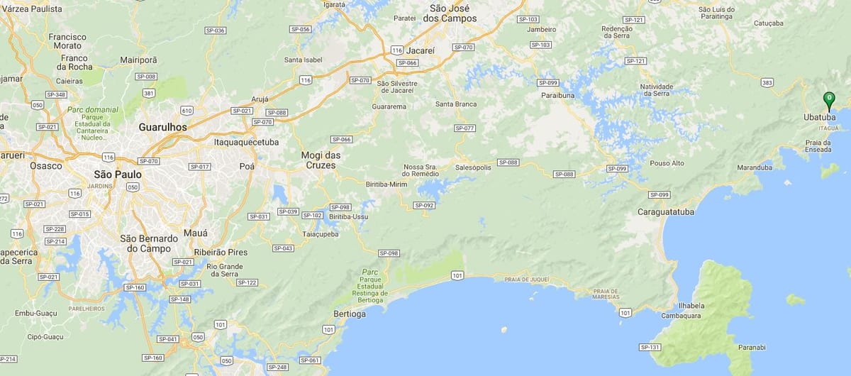 Mapa da praia do Perequê Açu