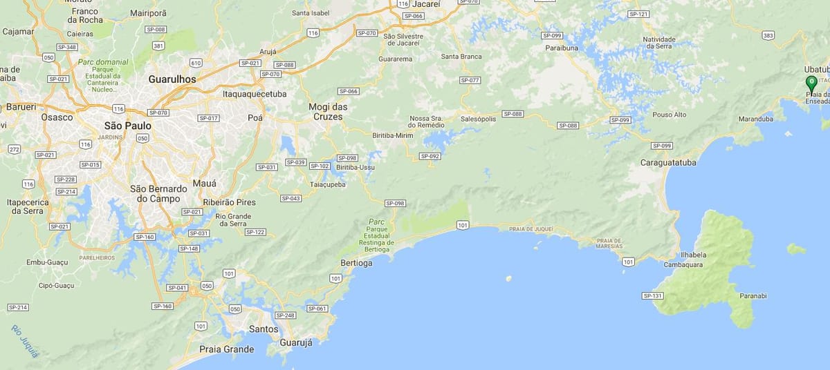 Mapa da praia do Perequê Mirim