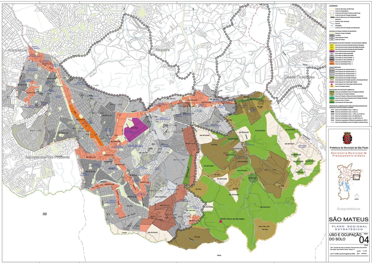 Mapa de São Mateus, São Paulo - Ocupação do solo
