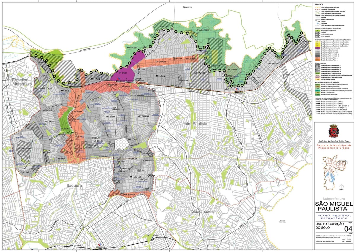 Mapa de São Miguel Paulista, São Paulo - Ocupação do solo