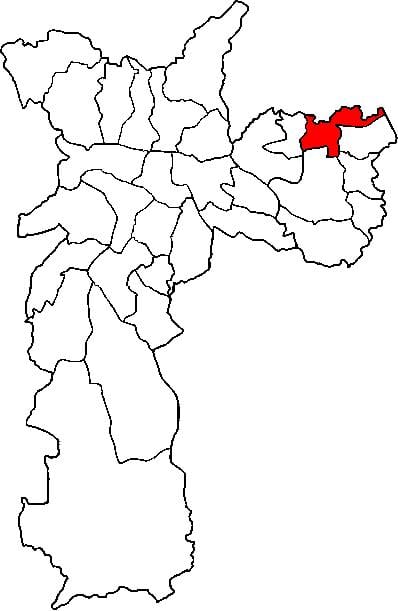 Mapa de São Miguel Paulista sub-prefeitura de São Paulo
