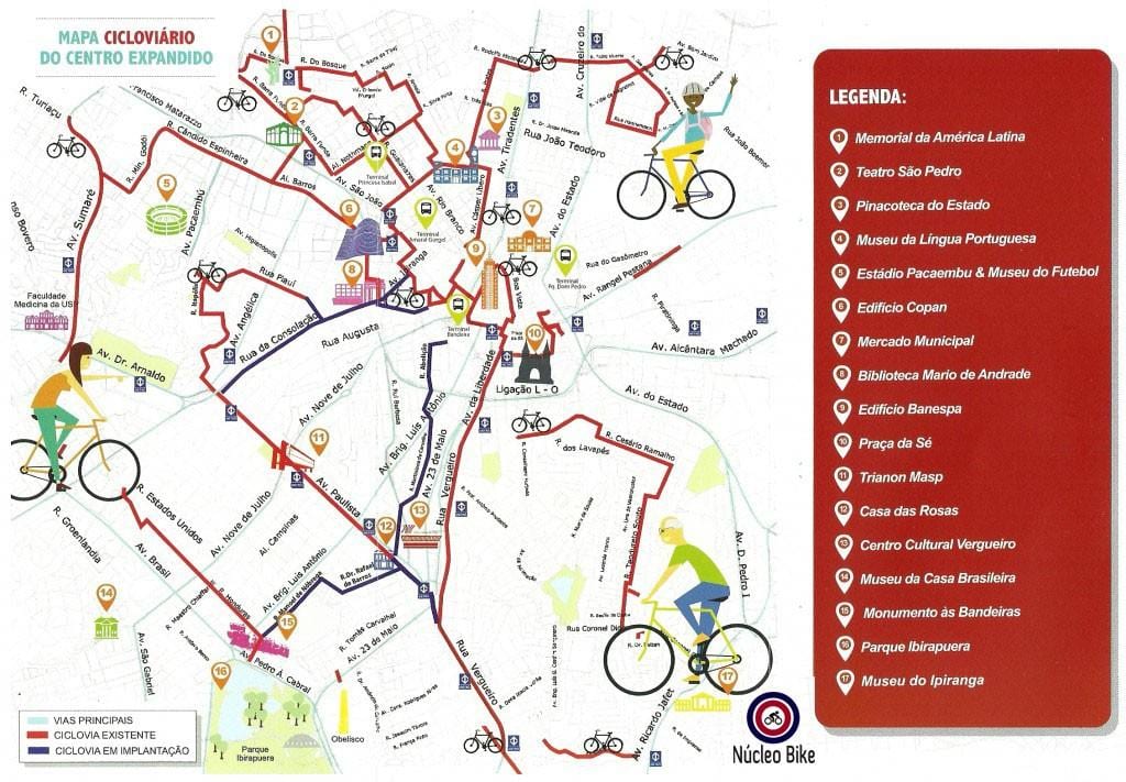 Mapa de São Paulo ciclovia