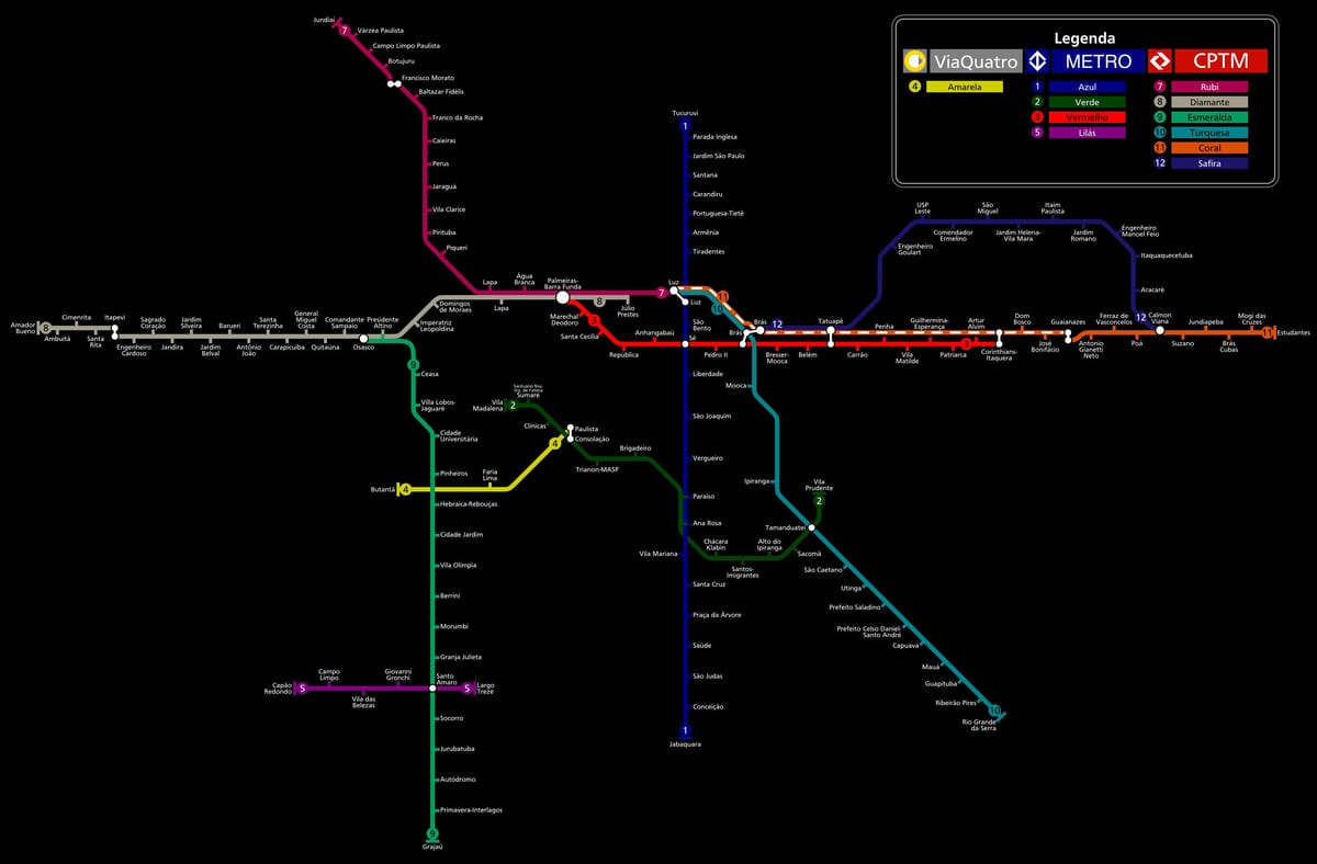 Mapa de São Paulo CPTM, metro