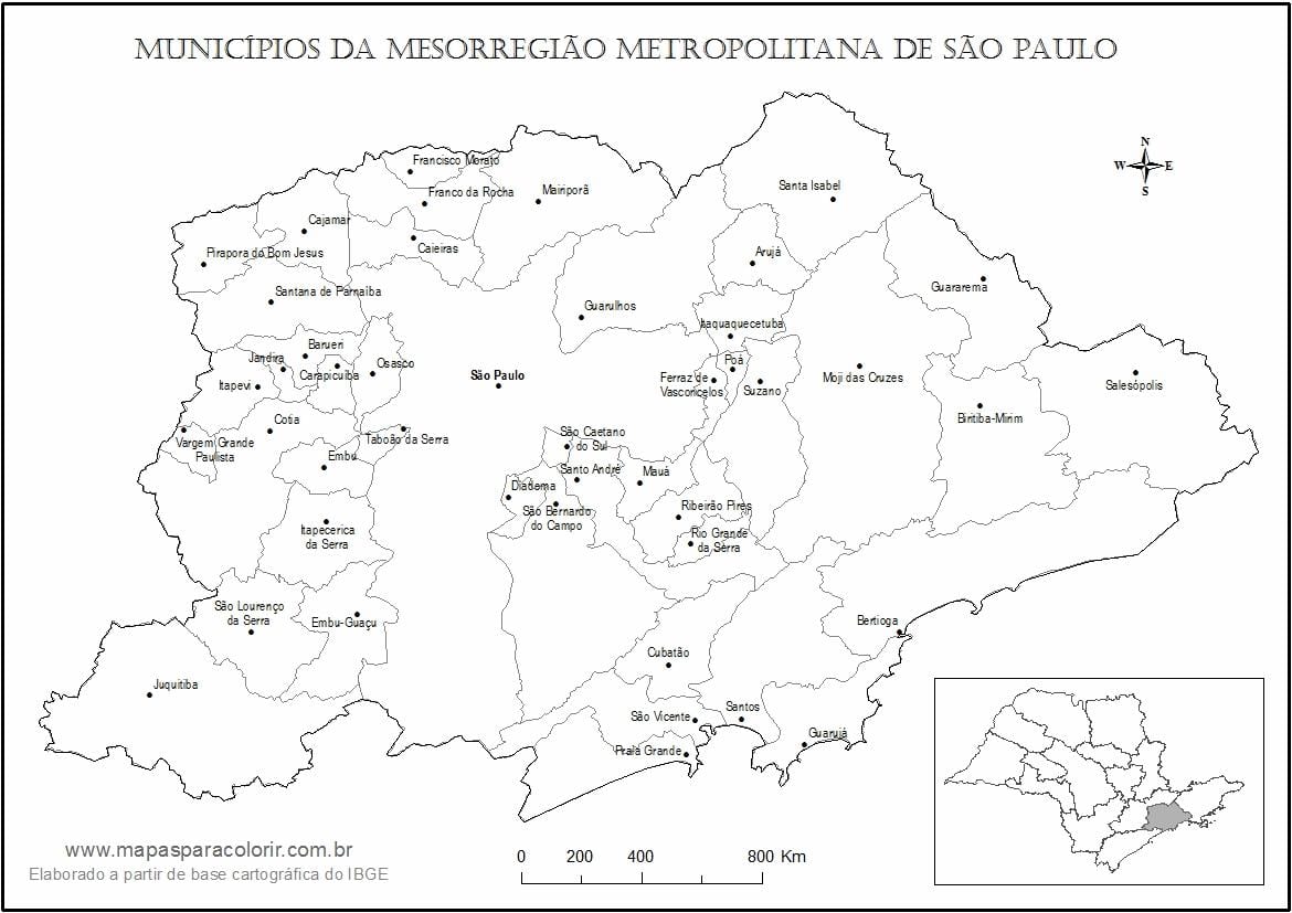 Mapa de São Paulo virgem