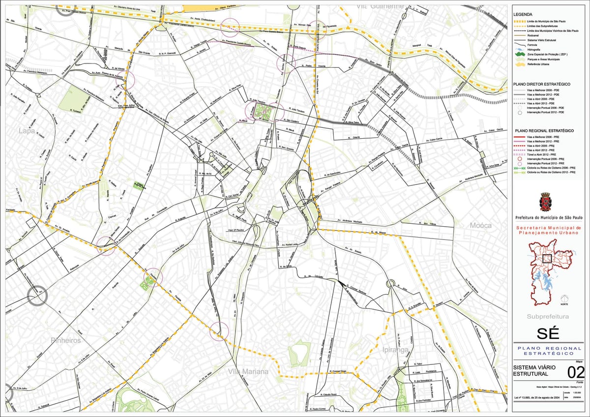 Mapa da Sé São Paulo - Estradas
