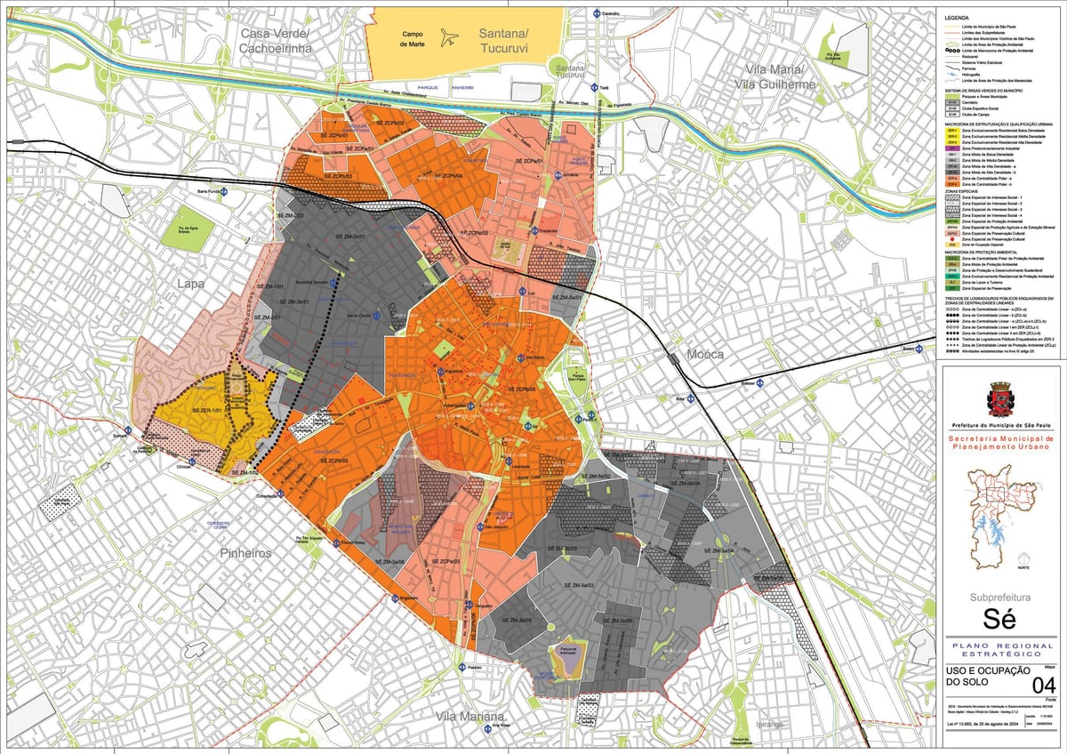 Mapa da Sé São Paulo - Ocupação do solo