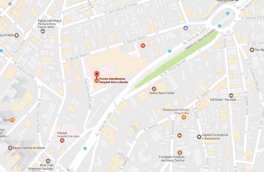 Mapa do Sírio-Libanês hospital