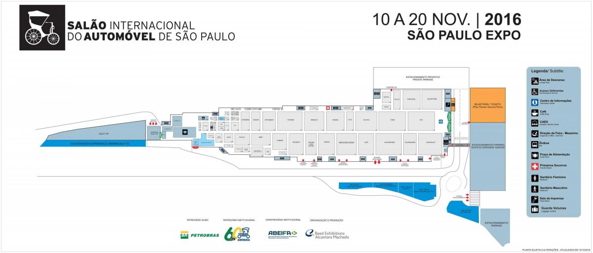 Mapa do salão do automóvel de São Paulo