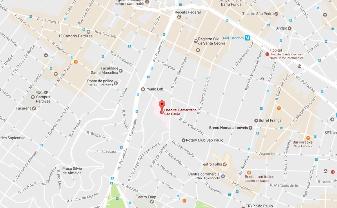 Mapa do Samaritano hospital São Paulo