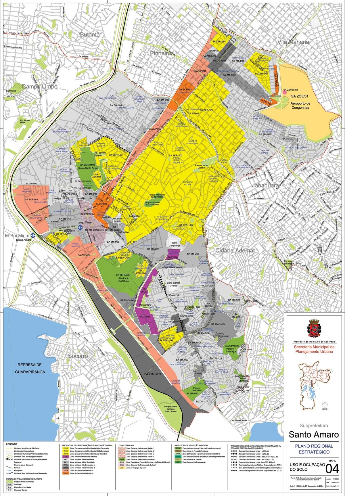 Mapa de Santo Amaro, São Paulo - Ocupação do solo