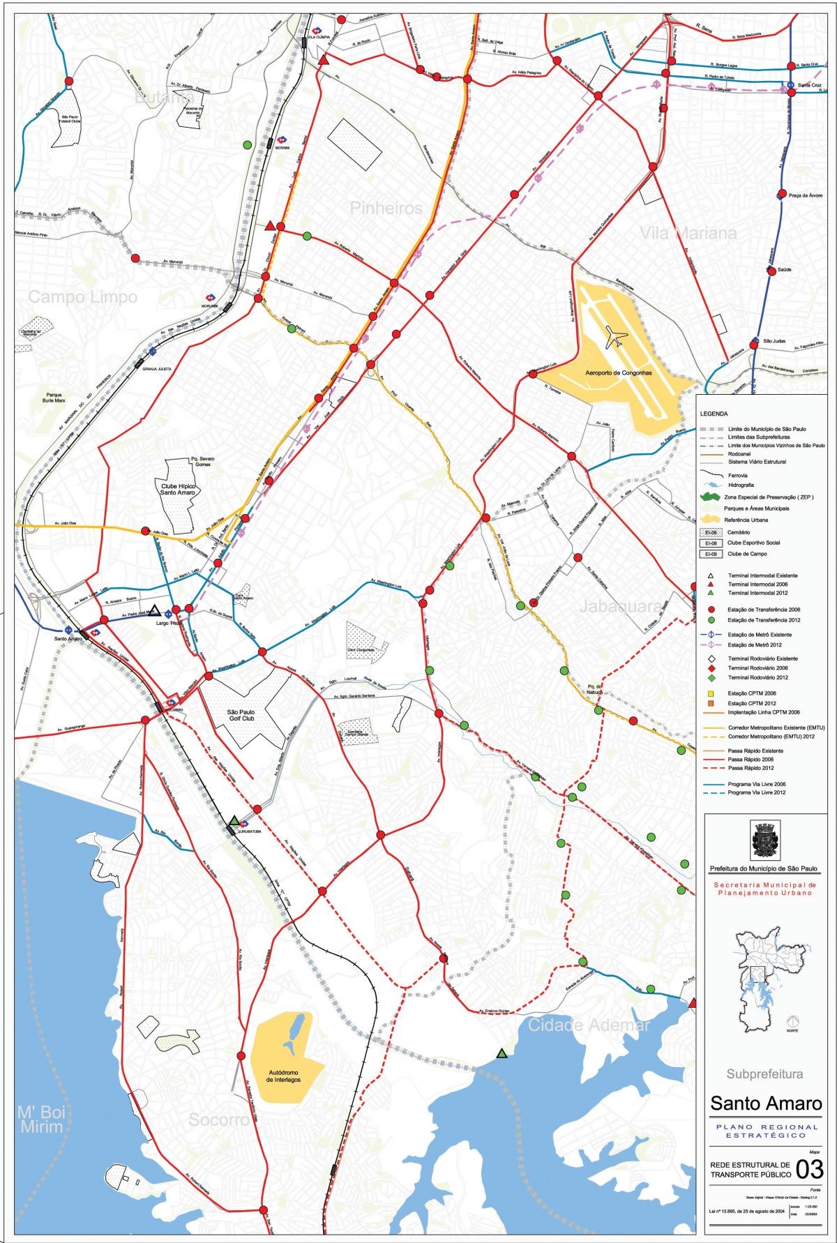 Mapa de Santo Amaro, São Paulo - transportes Públicos