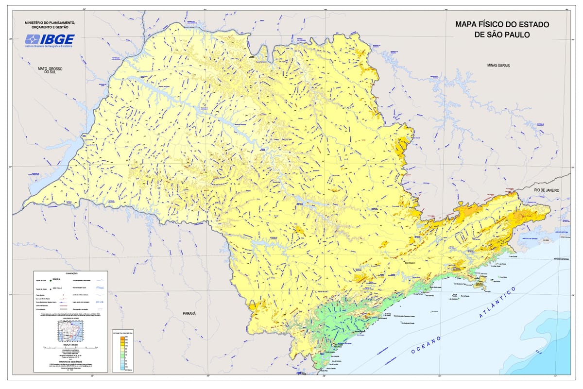Mapa do relevo São Paulo