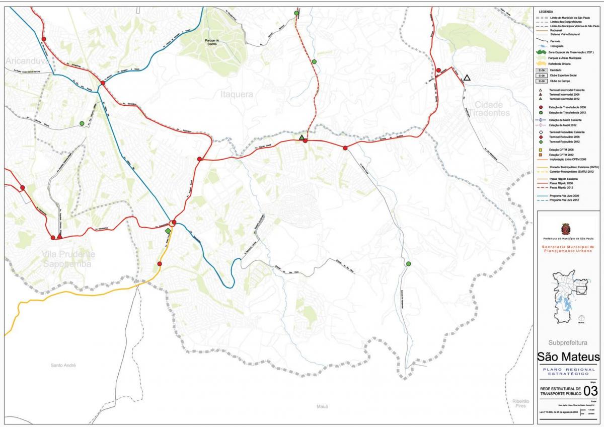 Mapa de São Mateus, São Paulo - transportes Públicos