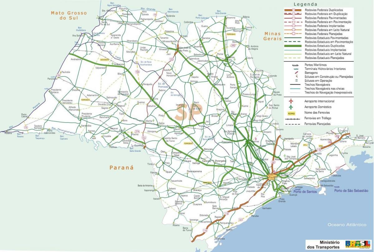 Mapa de São Paulo rodovias