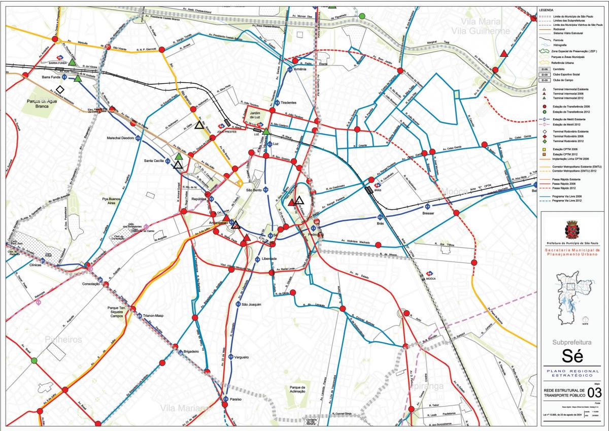 Mapa da Sé São Paulo - transportes Públicos
