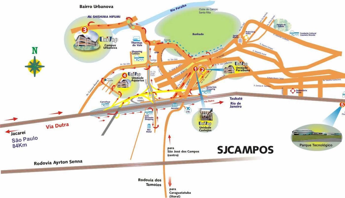 Mapa da UNIVAP de São Paulo