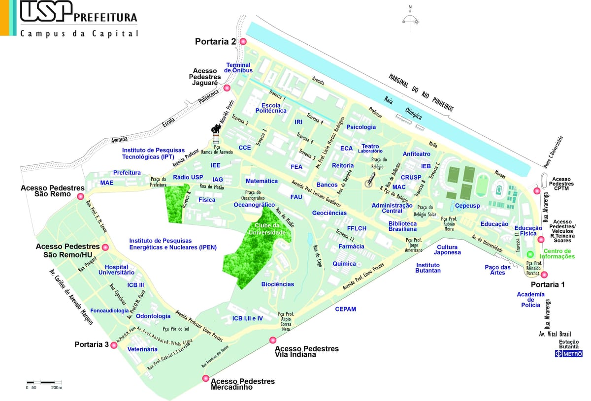 Mapa da universidade de São Paulo - USP